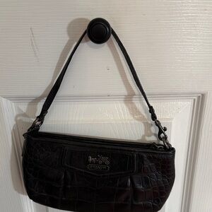 Coach Black Croc-Embossed Wristlet
